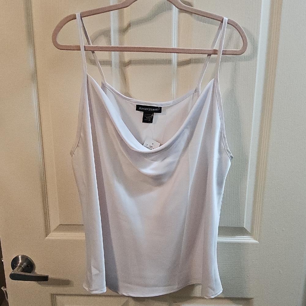 Ashley Stewart White Draped Camisole Top